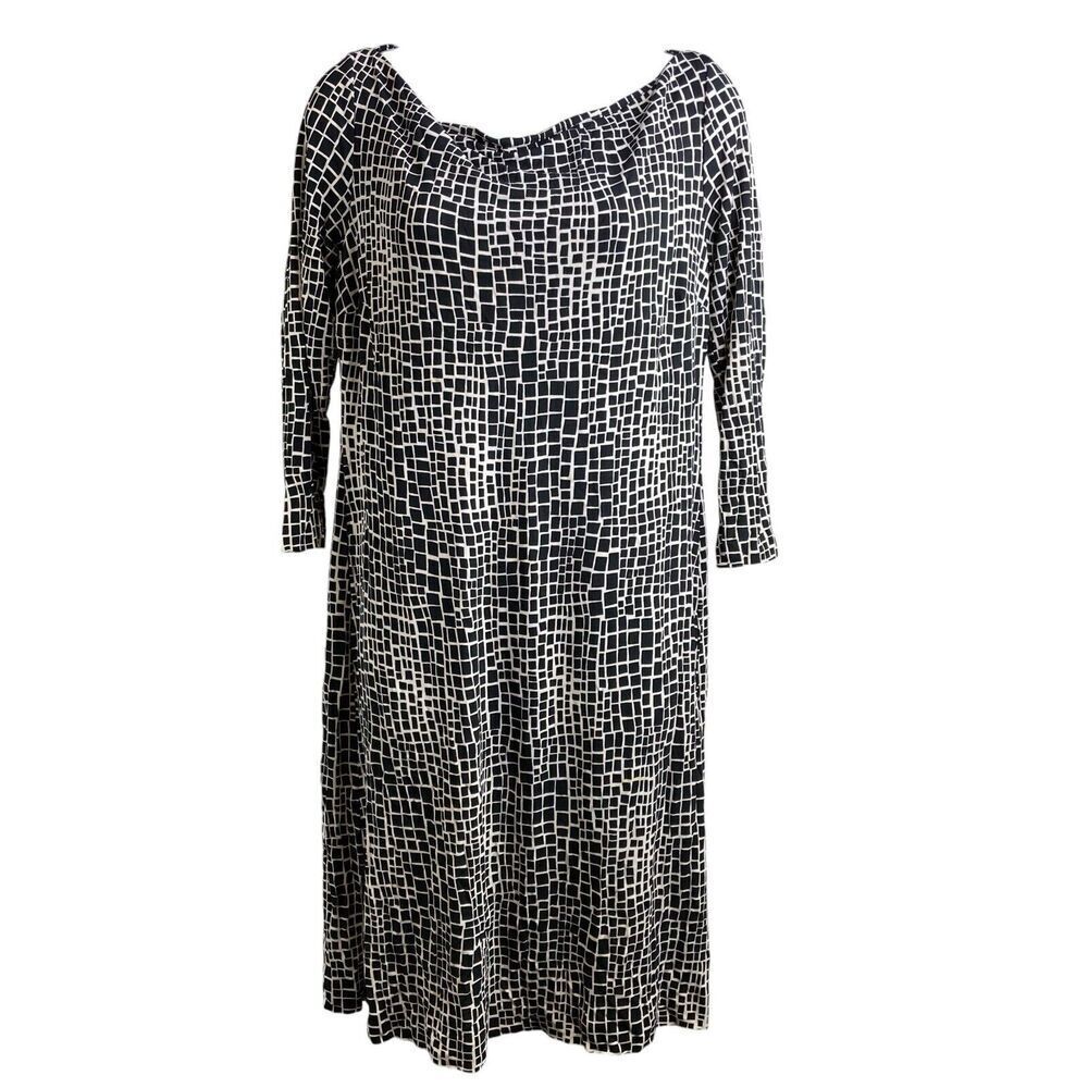 Vintage Kors Michael Kors Womens Black White Modern Geometric Print Dress Size 8